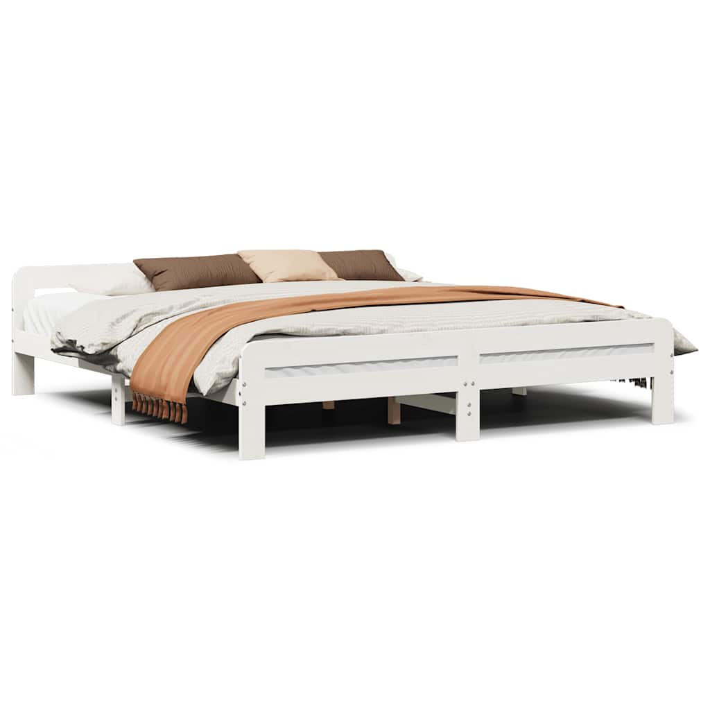 vidaXL Bed Frame without Mattress White 180x200 cm Super King Size Solid Wood Pine