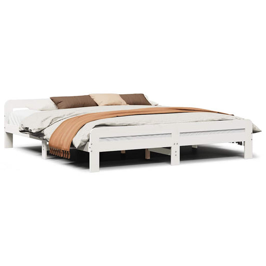 vidaXL Bed Frame without Mattress White 180x200 cm Super King Size Solid Wood Pine