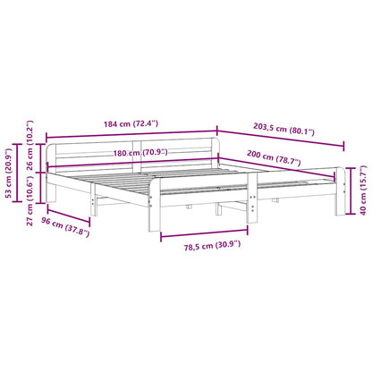 vidaXL Bed Frame without Mattress White 180x200 cm Super King Size Solid Wood Pine
