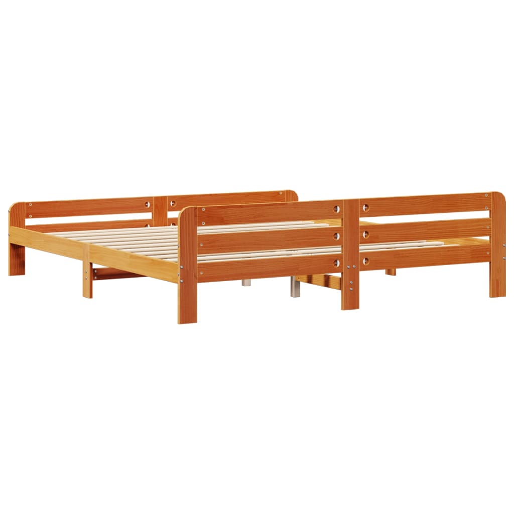 vidaXL Bed Frame without Mattress Wax Brown 180x200 cm Super King Size Solid Wood Pine