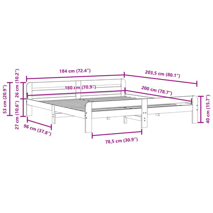 vidaXL Bed Frame without Mattress Wax Brown 180x200 cm Super King Size Solid Wood Pine