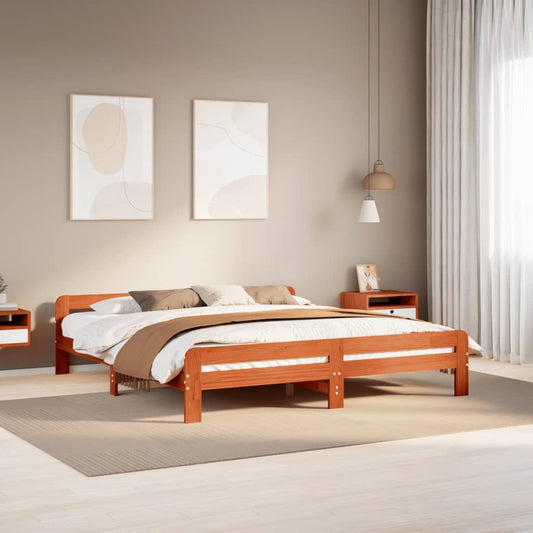 vidaXL Bed Frame without Mattress Wax Brown 180x200 cm Super King Size Solid Wood Pine