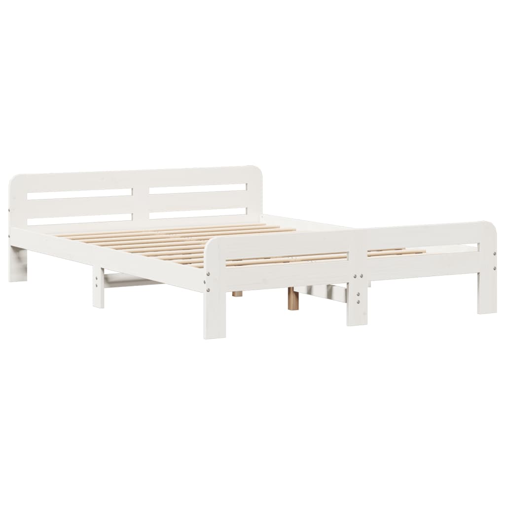 vidaXL Bed Frame without Mattress White 150x200 cm King Size Solid Wood Pine