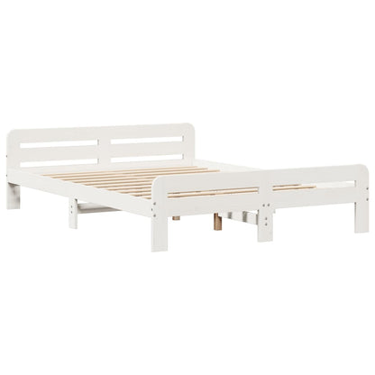 vidaXL Bed Frame without Mattress White 150x200 cm King Size Solid Wood Pine