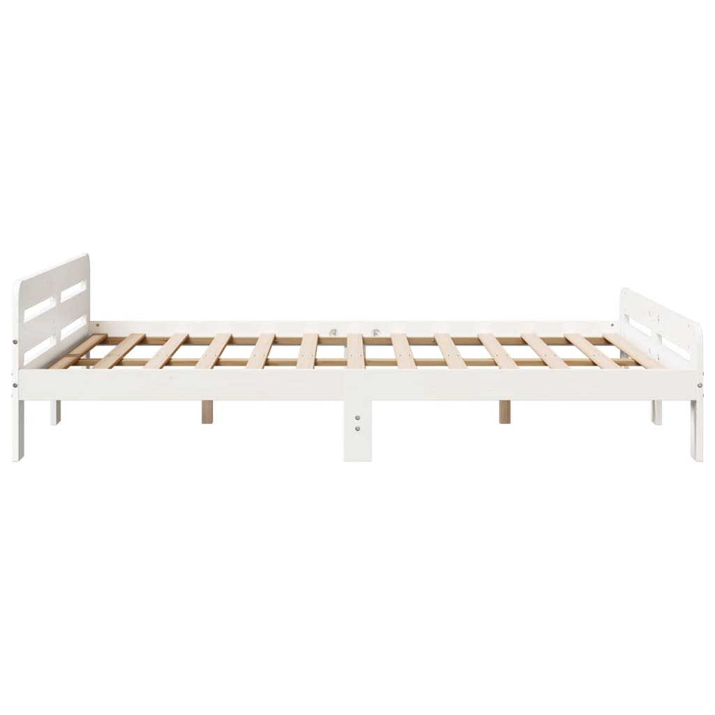 vidaXL Bed Frame without Mattress White 150x200 cm King Size Solid Wood Pine