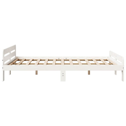 vidaXL Bed Frame without Mattress White 150x200 cm King Size Solid Wood Pine