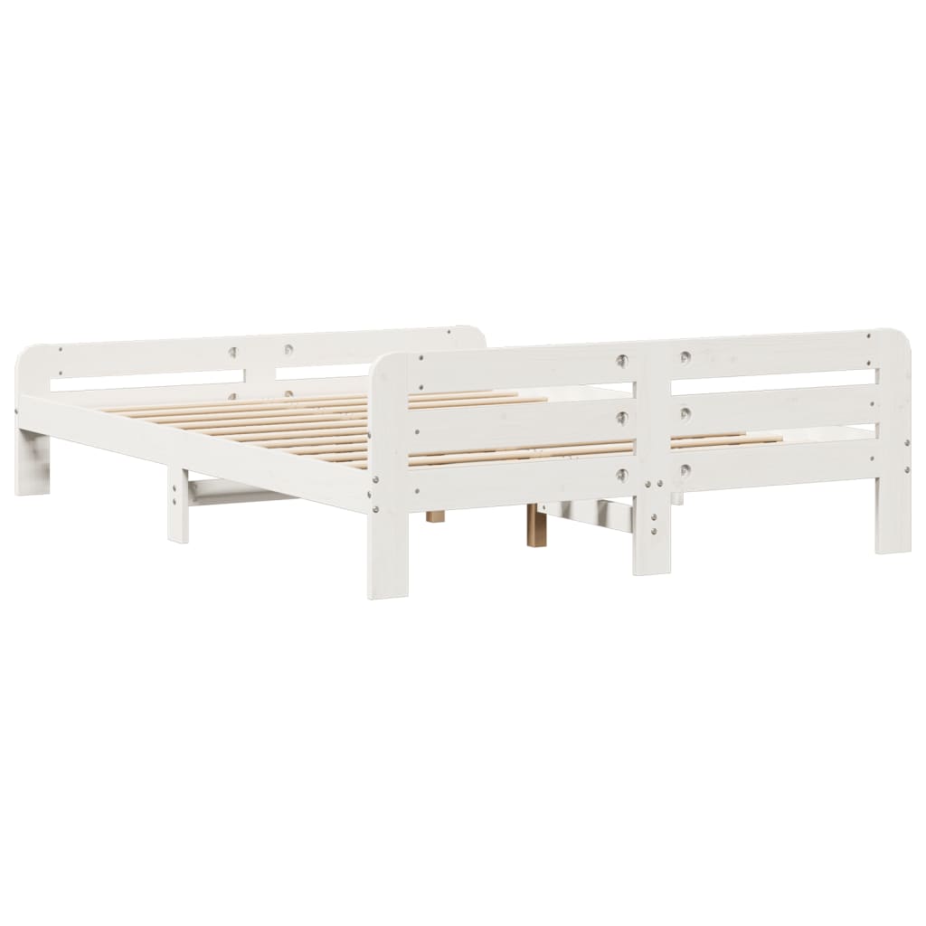 vidaXL Bed Frame without Mattress White 150x200 cm King Size Solid Wood Pine