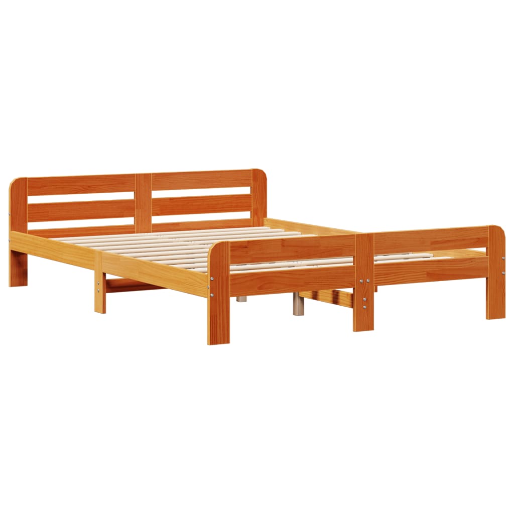 vidaXL Bed Frame without Mattress Wax Brown 150x200 cm King Size Solid Wood Pine