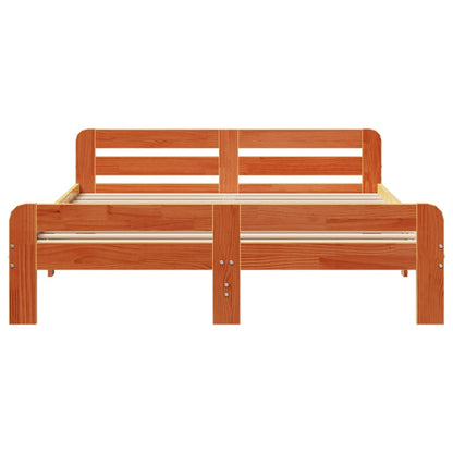 vidaXL Bed Frame without Mattress Wax Brown 150x200 cm King Size Solid Wood Pine