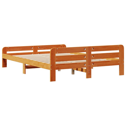 vidaXL Bed Frame without Mattress Wax Brown 150x200 cm King Size Solid Wood Pine