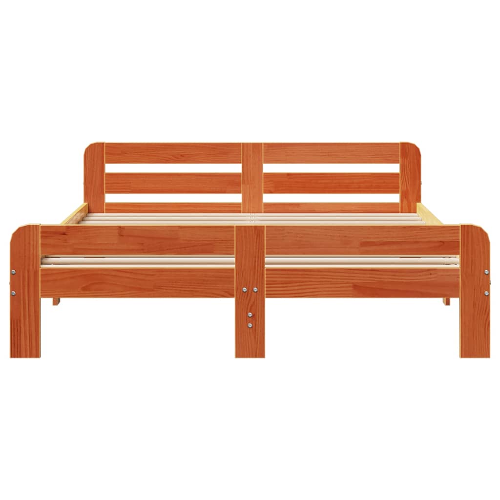 vidaXL Bed Frame without Mattress Wax Brown 140x200 cm Solid Wood Pine