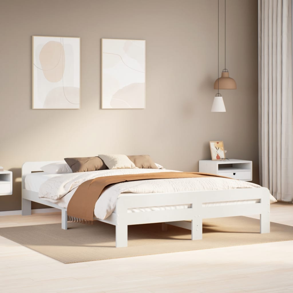 vidaXL Bed Frame without Mattress White 140x190 cm Solid Wood Pine