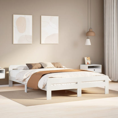 vidaXL Bed Frame without Mattress White 140x190 cm Solid Wood Pine