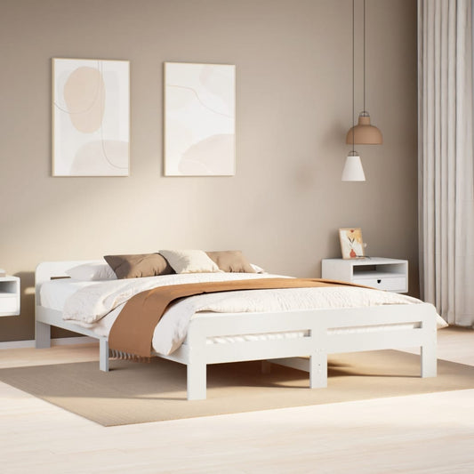 vidaXL Bed Frame without Mattress White 140x190 cm Solid Wood Pine