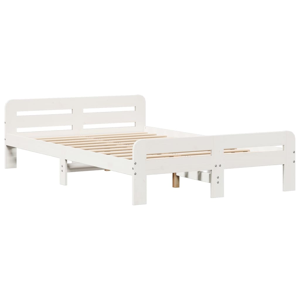vidaXL Bed Frame without Mattress White 135x190 cm Double Solid Wood Pine