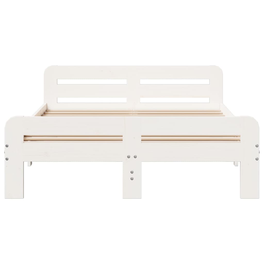 vidaXL Bed Frame without Mattress White 135x190 cm Double Solid Wood Pine