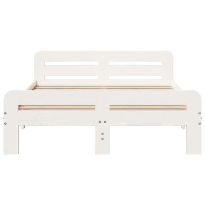 vidaXL Bed Frame without Mattress White 135x190 cm Double Solid Wood Pine