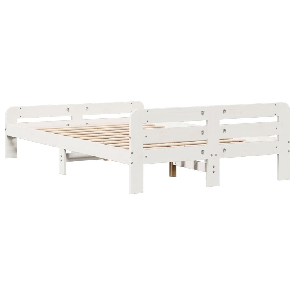 vidaXL Bed Frame without Mattress White 135x190 cm Double Solid Wood Pine