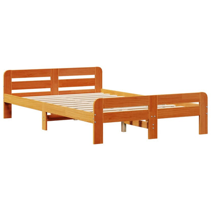 vidaXL Bed Frame without Mattress Wax Brown 135x190 cm Double Solid Wood Pine