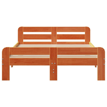 vidaXL Bed Frame without Mattress Wax Brown 135x190 cm Double Solid Wood Pine