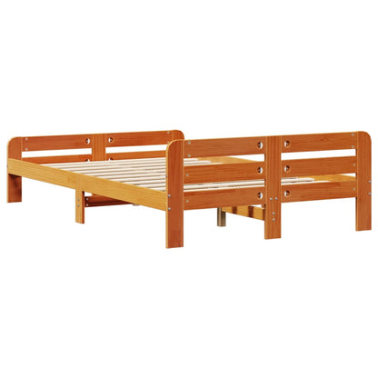 vidaXL Bed Frame without Mattress Wax Brown 135x190 cm Double Solid Wood Pine