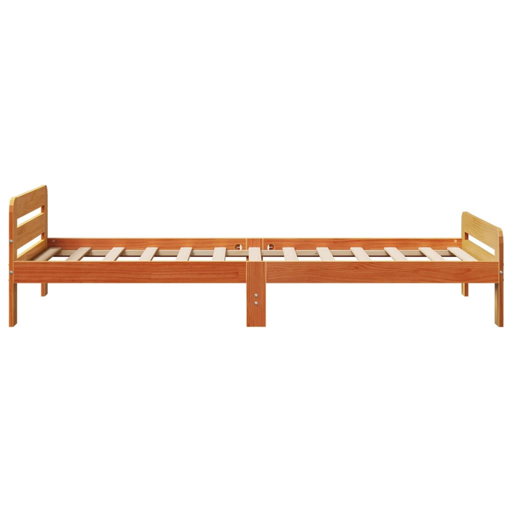 vidaXL Bed Frame without Mattress Wax Brown 75x190 cm Small Single Solid Wood Pine