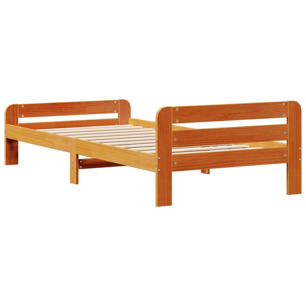 vidaXL Bed Frame without Mattress Wax Brown 75x190 cm Small Single Solid Wood Pine