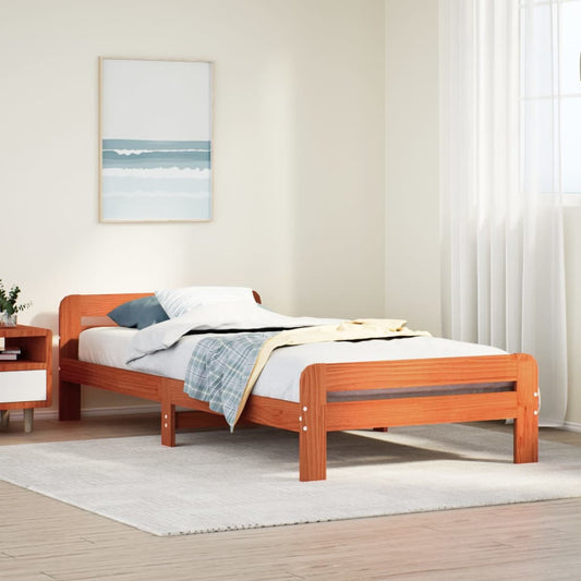 vidaXL Bed Frame without Mattress Wax Brown 75x190 cm Small Single Solid Wood Pine