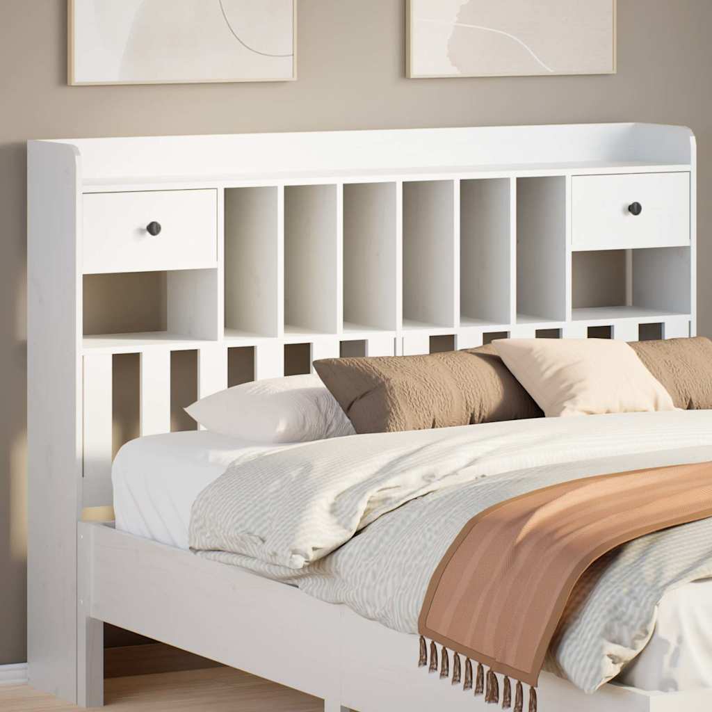 vidaXL Headboard with Storage White 140 cm Solid Wood Pine