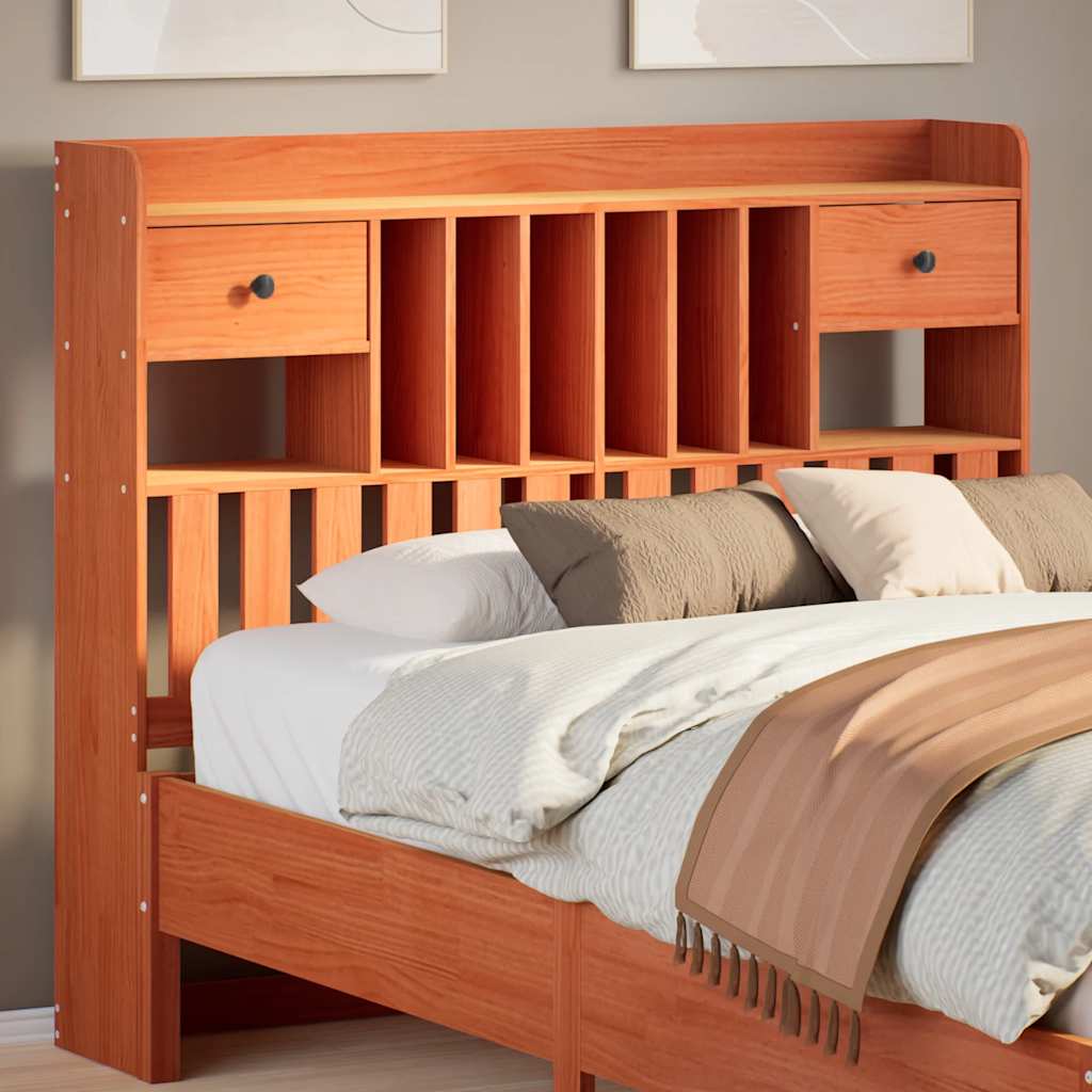 vidaXL Headboard with Storage Wax Brown 135 cm Solid Wood Pine