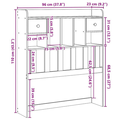 vidaXL Headboard with Storage White 90 cm Solid Wood Pine