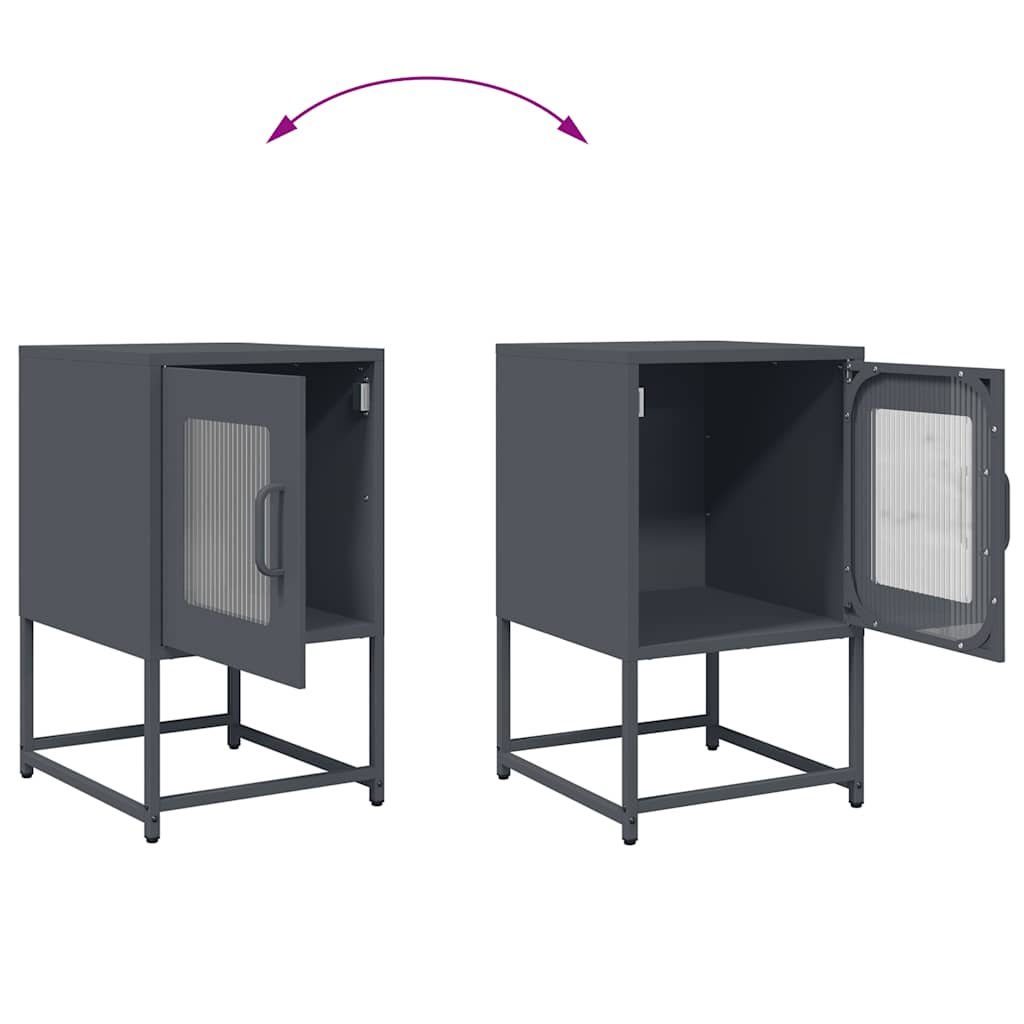 vidaXL Bedside Cabinet Anthracite 36x39x60.5 cm Cold-rolled Steel