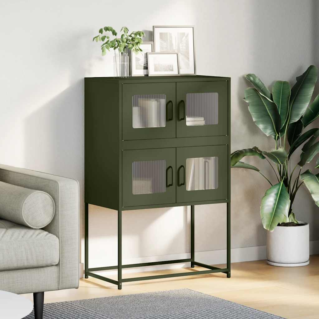 vidaXL Highboard Olive Green 68x39x107 cm Steel