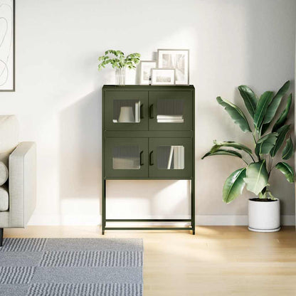 vidaXL Highboard Olive Green 68x39x107 cm Steel
