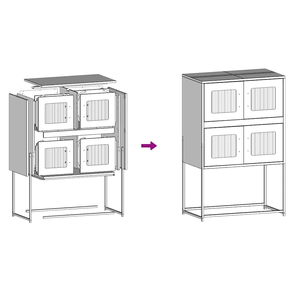 vidaXL Highboard White 68x39x107 cm Steel