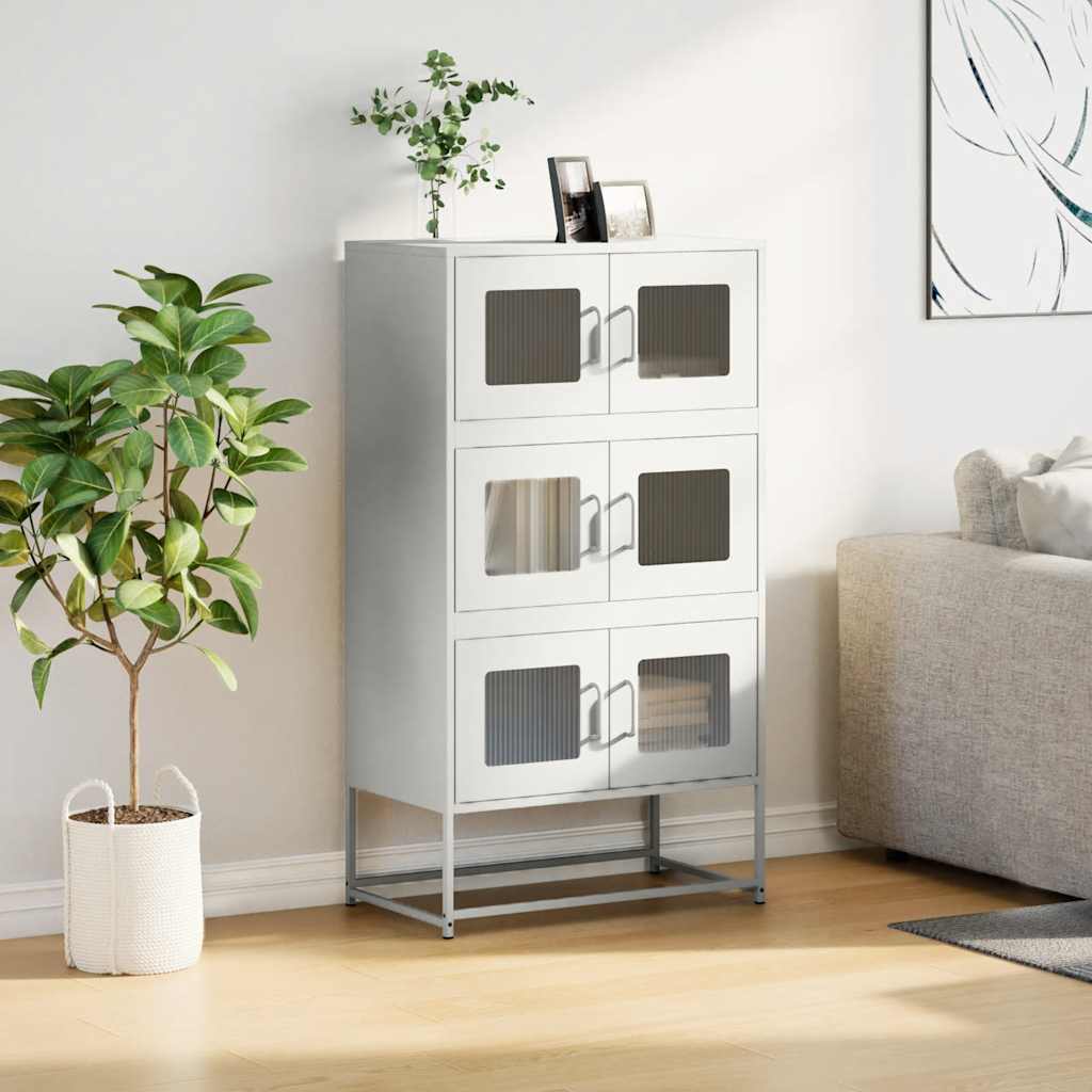vidaXL Highboard White 68x39x123 cm Steel