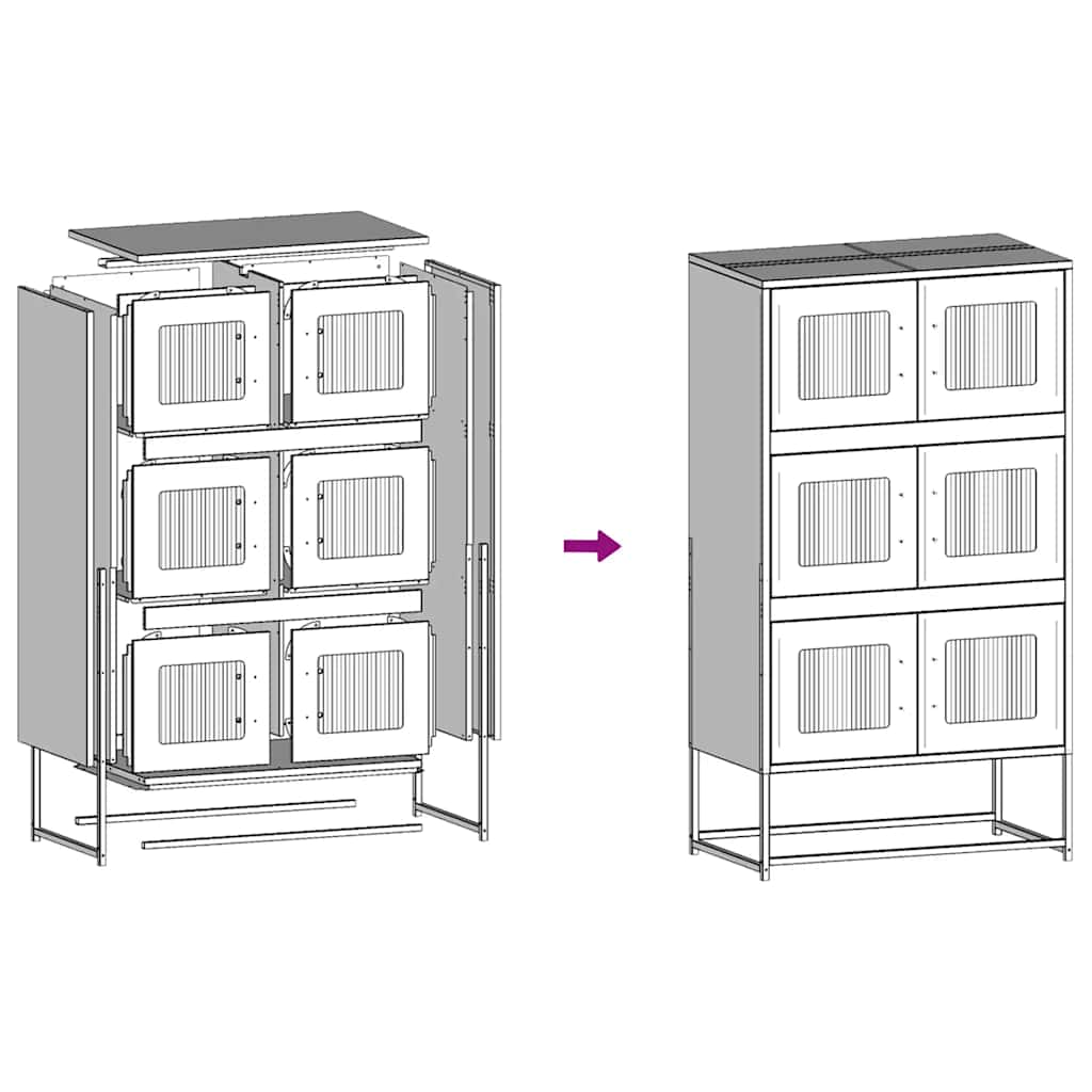 vidaXL Highboard White 68x39x123 cm Steel