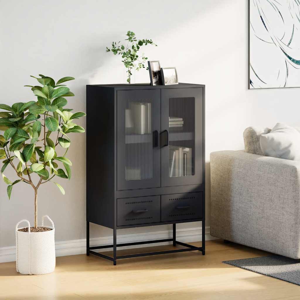 vidaXL Highboard Black 68x39x111.5 cm Steel