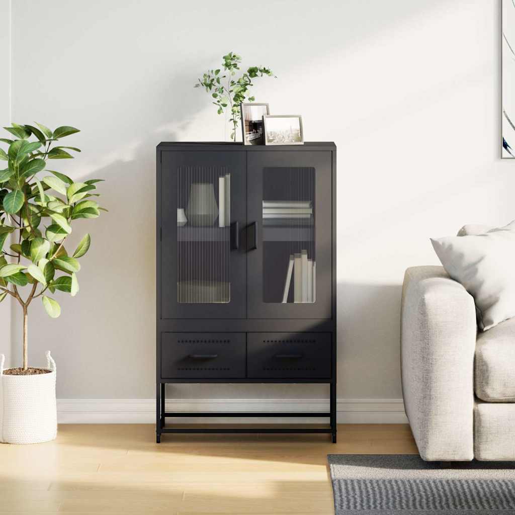 vidaXL Highboard Black 68x39x111.5 cm Steel