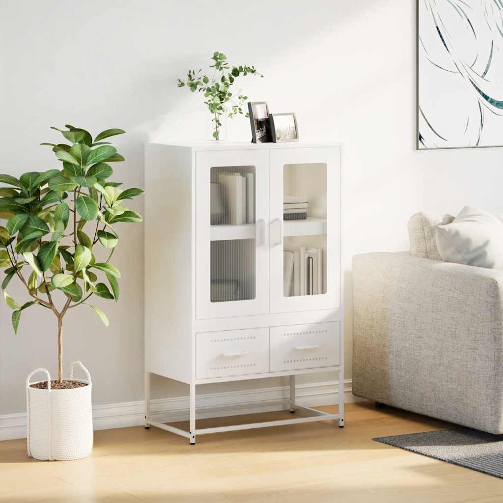 vidaXL Highboard White 68x39x111.5 cm Steel