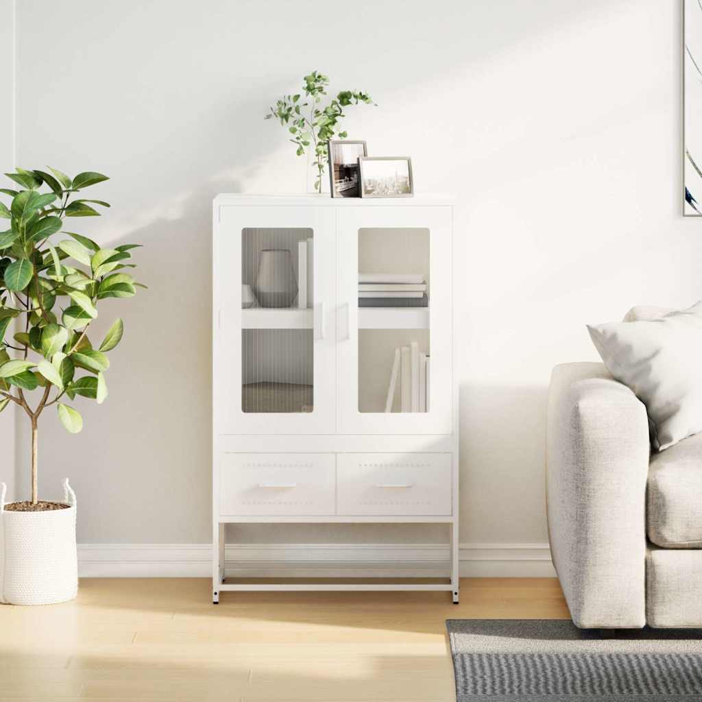 vidaXL Highboard White 68x39x111.5 cm Steel