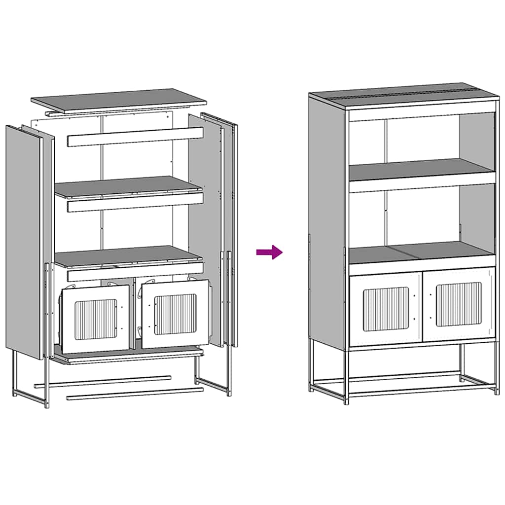 vidaXL Highboard Anthracite 68x39x123 cm Steel