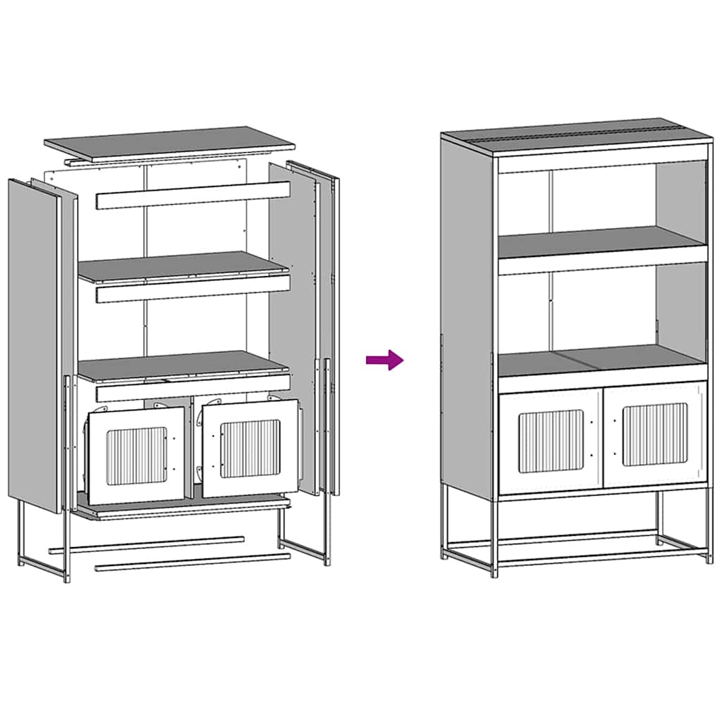vidaXL Highboard White 68x39x123 cm Steel