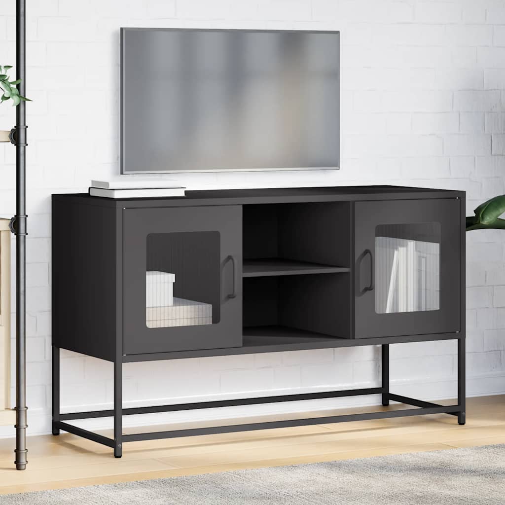 vidaXL TV Cabinet Black 100,5x39x60,5 cm Steel