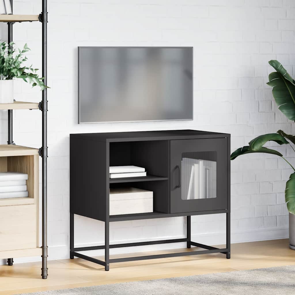 vidaXL TV Cabinet Black 68x39x60.5 cm Steel