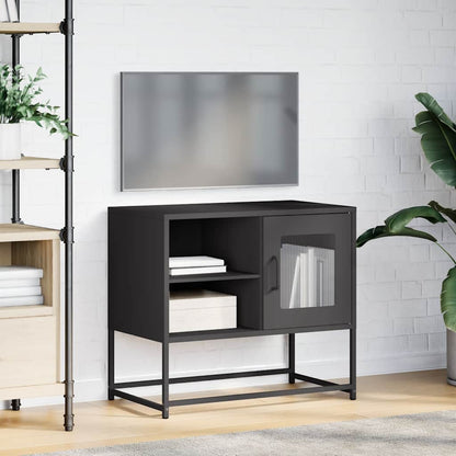 vidaXL TV Cabinet Black 68x39x60.5 cm Steel