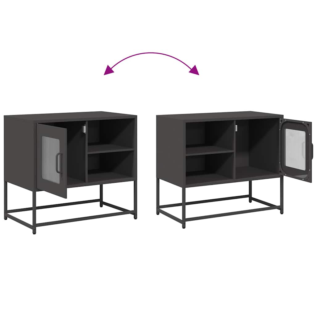 vidaXL TV Cabinet Black 68x39x60.5 cm Steel