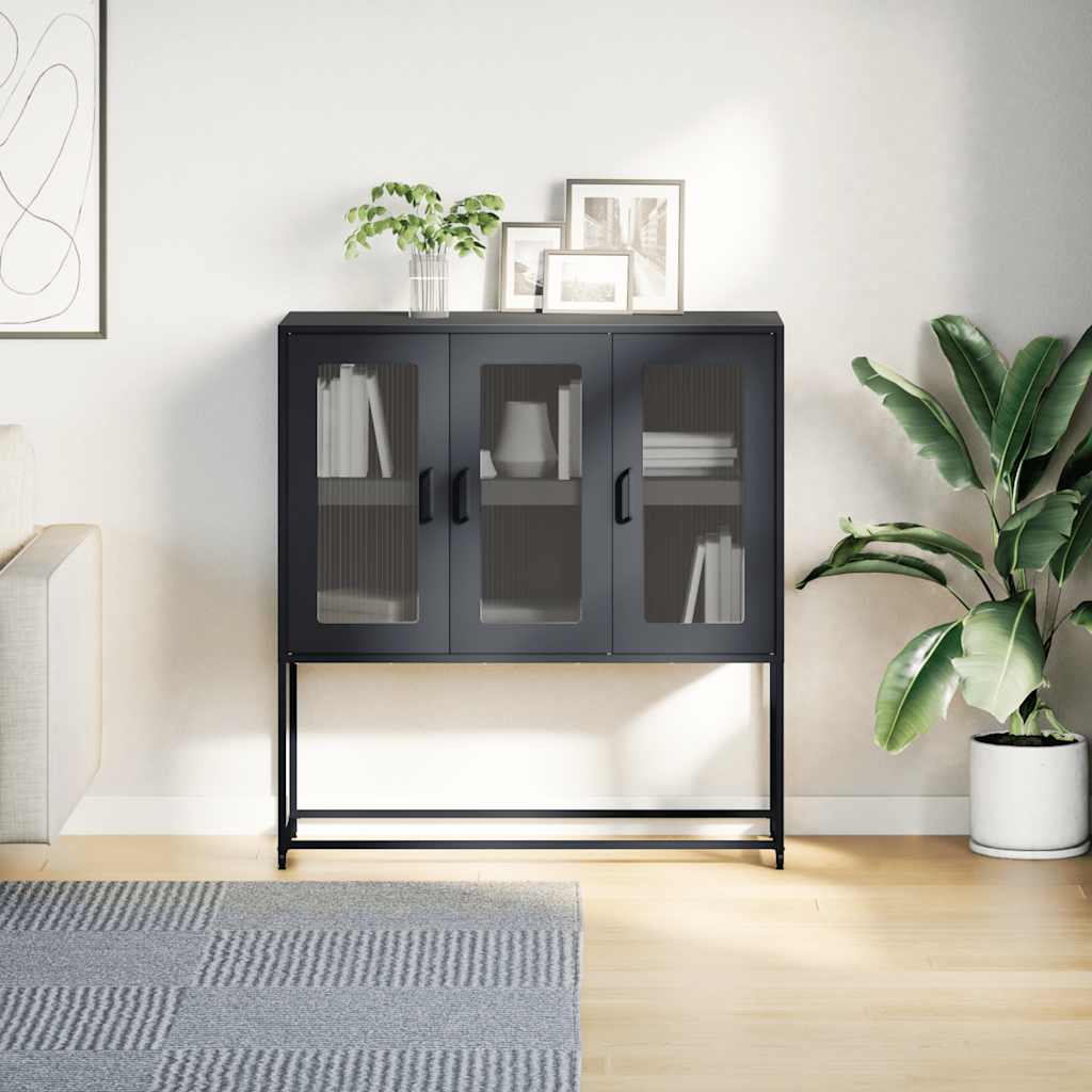 vidaXL Sideboard Black 100,5x39x107 cm Cold-rolled Steel