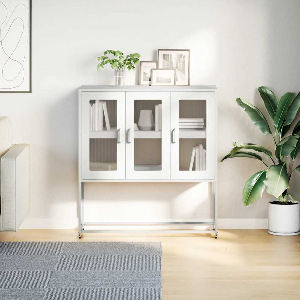 vidaXL Sideboard White 100,5x39x107 cm Cold-rolled Steel