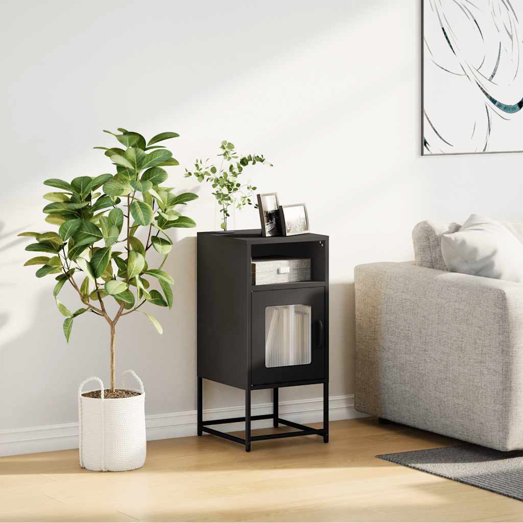 vidaXL Bedside Cabinet Black 36x39x78 cm Cold-rolled Steel